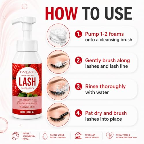 TWILASH Lash Shampoo 500ml Foaming Cleanser for Extensions