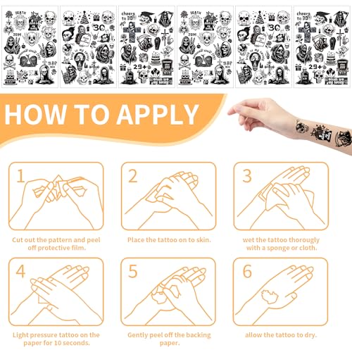 Death to My 30s Temporary Tattoos - 296 Pcs Party Favors