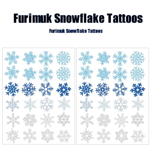 Snowflake Glitter Temporary Tattoos - 5 Sheets Winter Party