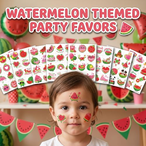 96 Watermelon Temporary Tattoos for Kids | Summer Party Favors