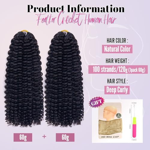 Feather Crochet Human Hair 18 Inch 120g Deep Curly