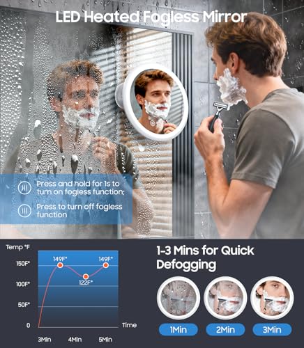 Fogless Shower Mirror with Light - 8.3” Heated Shaving Mirror