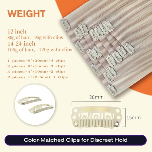 Full Shine Clip In Hair Extensions Human Hair Blonde 18 Inch 120G
