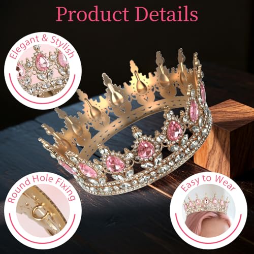 Sparkly Rhinestone Tiara for Women, Queen Crown & Princess Hair Accessory