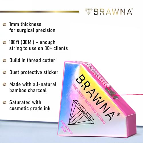 BRAWNA 30M Pink Eyebrow Mapping String for Microblading