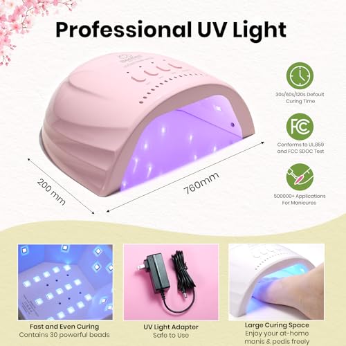 Beetles 64Pcs Gel Nail Kit with UV Light & Tips - 25 Color HEMA-Free, Multicolor S