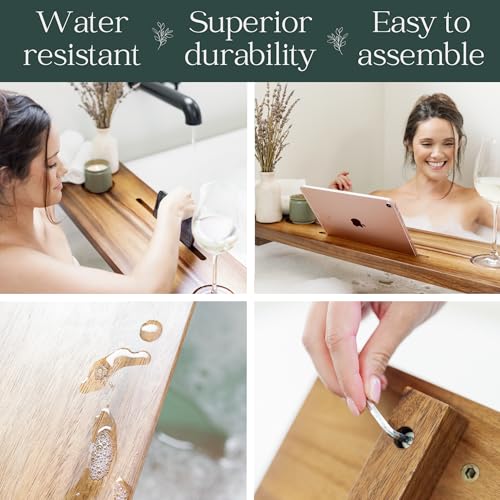 35" Acacia Wood Bath Tray for Freestanding Tubs