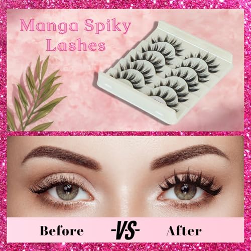 5 Pairs 3D Spiky Anime Cosplay Eyelashes - Synthetic Lashes