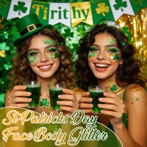 St Patrick's Day Green Glitter Gel Face Body Makeup