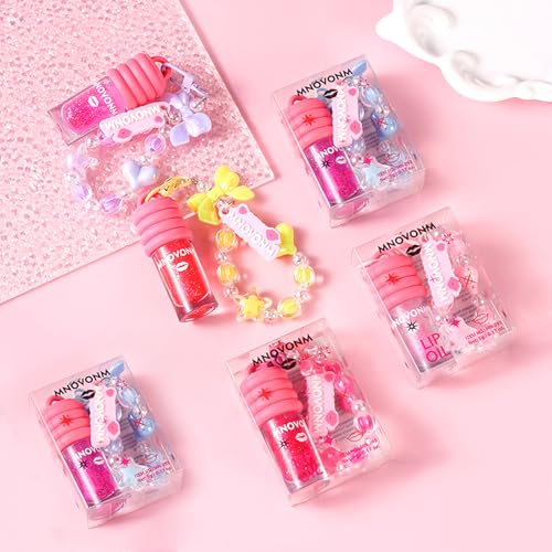 3 Pcs Hydrating Lip Gloss Set, Colors Changing Lip Gloss Cute Bracelet Designs Lip Oil, Lip Jelly for Women, Party Gift, Non-toxic Make-up