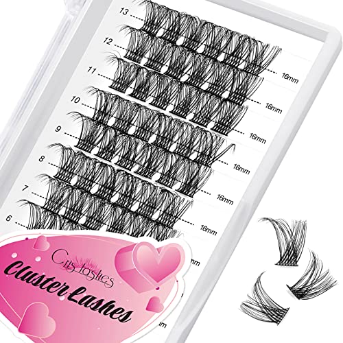 DIY Eyelash Extensions, Crislashes Lash Clusters 13 Rows, Resuable Cluster Lashes, Soft Individual Cluster Lashes, 78 PCS Cluster Eyelash Extensions at Home (F09 16mm)