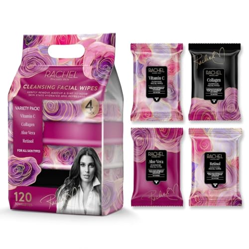 Rachel Roy 4-Pack Face Wipes 120ct - Makeup Remover with Vitamin C & Retinol