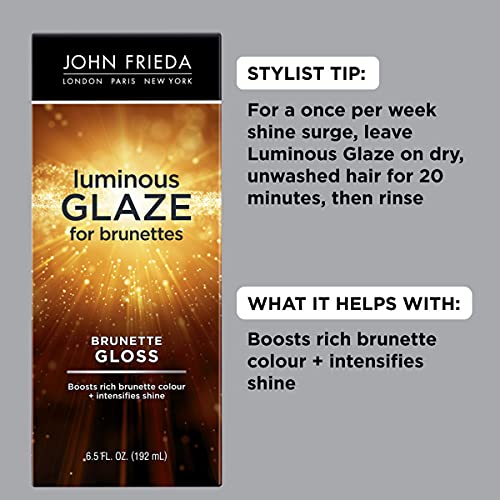 John Frieda Brilliant Brunette Luminous Glaze, Colour Enhancing Glaze, Designed to Fill Damaged Areas for Smooth, Glossy Brown Color, 6.5 Ounce (Packaging May Vary)