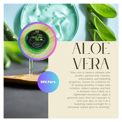 Aloe Vera Gel ? 99% Pure, Fast-Absorbing and No-Residue Moisturizer, Non-Sticky - Aloe Vera can be good for Sunburn, after tanning, Dry Skin, Body, face & hair Care ? 10.1 fl oz (300g).