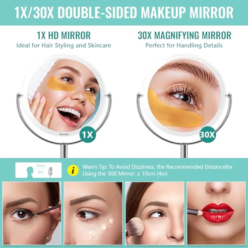 Auxmir 30X/1X Double-Sided Magnifying Makeup Mirror with Stand