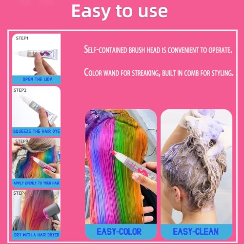 YIBABY UV Neon Temporary Hair Dye Set - Glow in the Dark Gel (3 PCS)