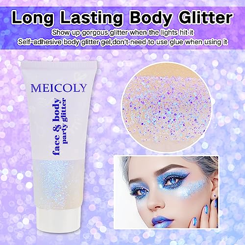 MEICOLY Sparkling Blue Body Glitter Gel, 50ml