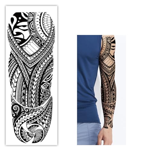 Tribal Totem Temporary Sleeve Tattoos - 4 Sheets, Waterproof
