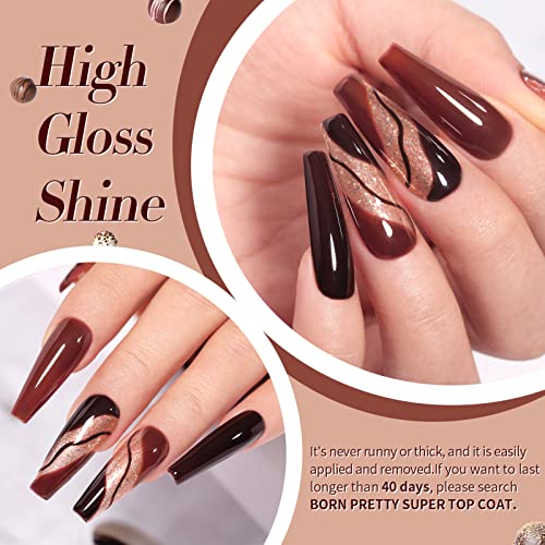 Born Pretty Fall Winter Halloween Gel Nail Polish Burgundy Wine Red Caramel Brown Coffee Autumn Gel Polish Set Gel Nail Kit Christmas Gift Nail Art Manicure Collection 6PCS 7ML