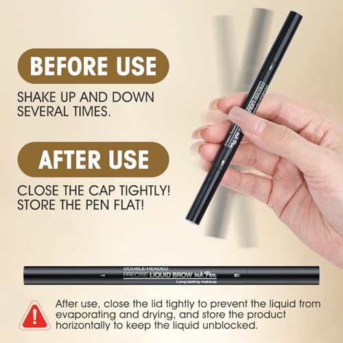 Microblading Eyebrow Pencil for Women Waterproof Brow Pencil 2-in-1 Dual-Ended with Micro-Fork-Tip and Precise Brush-Tip, Light Brown