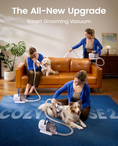 Dog Grooming Vacuum Kit with 6 Tools, 15000Pa Suction & Quiet Operation