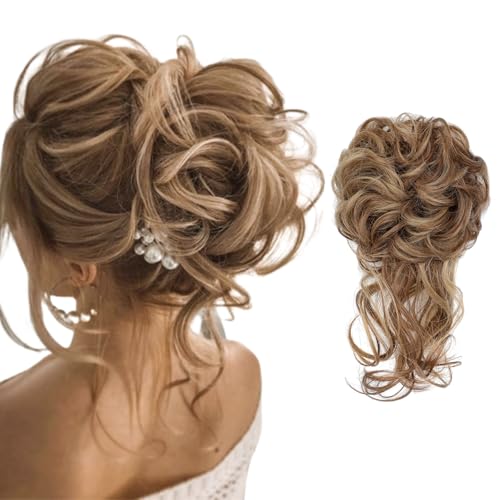 Messy Bun Hair Piece Curly Chignon with Elastic Band
