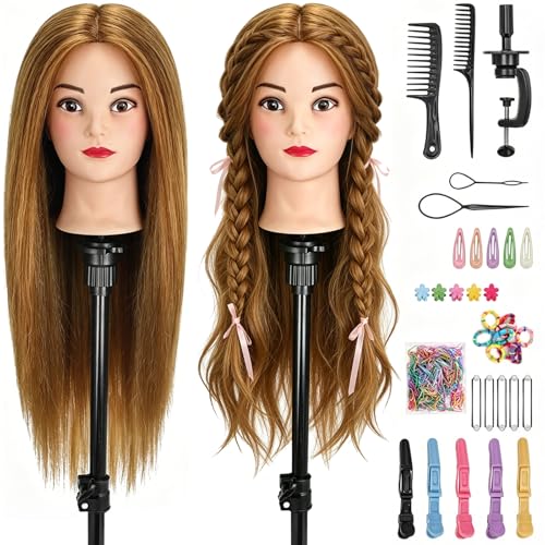 26" Real Hair Mannequin Head for Hairdressing Training