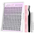 VEYESBEAUTY Lash Clusters Kit Eyelash Extensions Thin & Invisible Band DIY Individual False Eyelashes Newbie's Five-Second Series Lash Tray for Self-application, Sylph Lashes 8-18mm Mixed Length