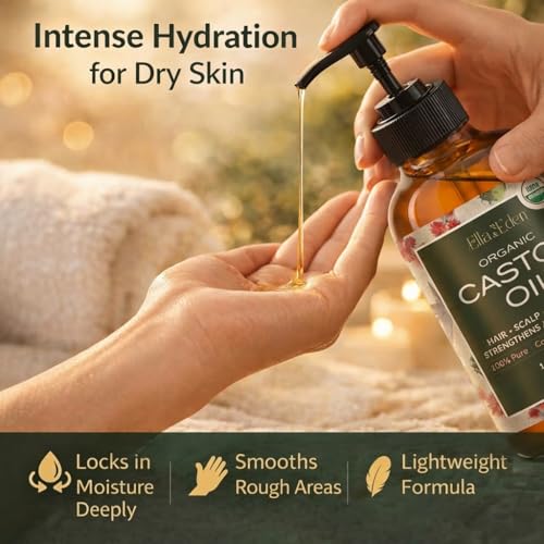 Organic Castor Oil 16oz - Cold-Pressed Hair Growth & Skin Care