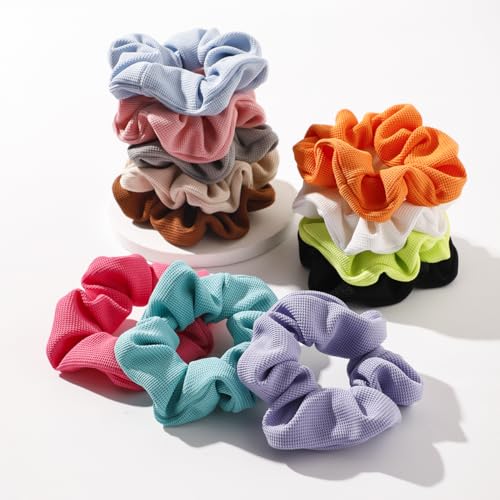 Artilady Silk Hair Scrunchies - 12 Pack Large Pleated Slip Silk Scrunchies for Women Elastic and Soft Cute Hair Ties No Damage Girls Hair Accessories Ponytail Holders Christmas Birthdays Gifts