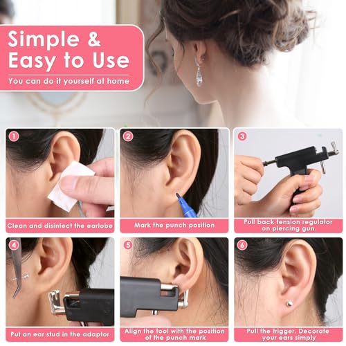 Professional Ear Piercing Gun Kit with Stainless Steel Studs