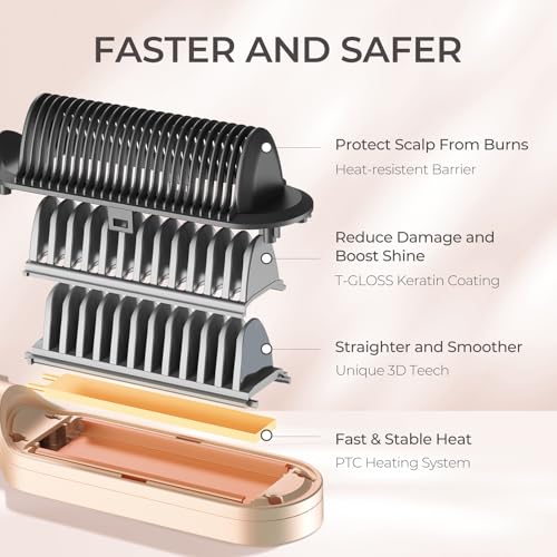 TYMO Ring Hair Straightener Brush – Fast Heating, Anti-Scald, 5 Temp Settings