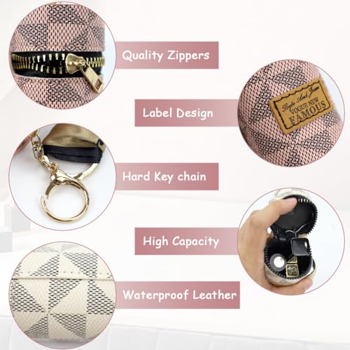 2 PCS Lipstick Organizer, Leather Lip Gloss Bag with Keychain, Portable Mini Lipstick Case for Lip Gloss, Purse,Mini Perfume