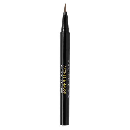 Arches & Halos Bristle Tip Pen - For Full, Bold, More Defined Brows - Long-lasting, Smudge Proof, Pigmented Color - Vegan and Cruelty Free Makeup - Neutral Brown - 0.02 fl oz