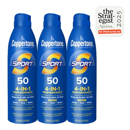 Coppertone Sport SPF 50 Sunscreen Spray, Water Resistant, 3 Pack