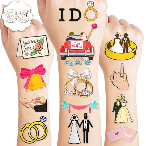 96 PCS Wedding Temporary Tattoos - Party Favors & Decorations