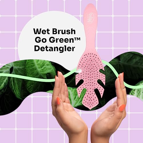 Wet Brush Go Green Hair Detangler Brush, Pink - Detangling Hair Brush - Ultra-Soft IntelliFlex Bristles Glide Through Tangles & Gently Loosens Knots While Minimizing Pain, Split Ends & Breakage