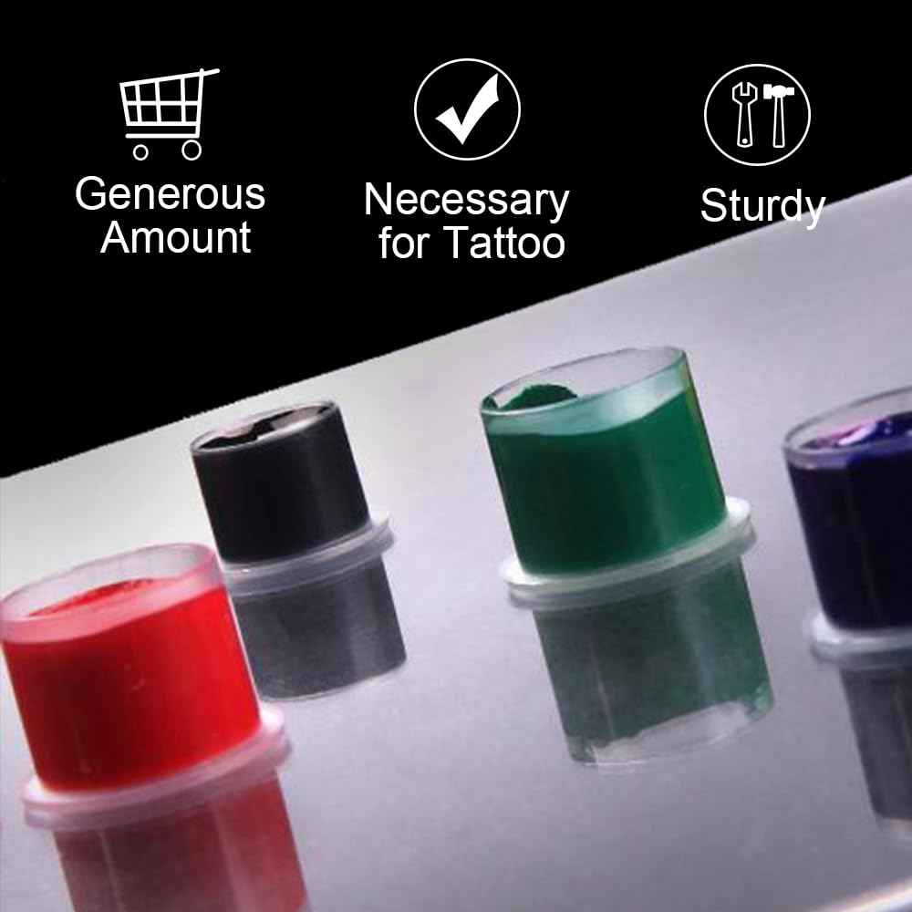 1000Pcs Tattoo Ink Caps with Base - Gakonp 11mm Tattoo Ink Cups Disposable Ink Caps Plastic Pigment Cups for Tattoo Supplies