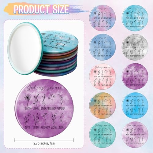 Kacctyen 20 Sets Christian Gift Bulk Christian Makeup Bag Religious Pocket Compact Mirror Inspirational International Women's Day Bible Verse Cosmetic Bag with Zipper for Church Member (Classic)