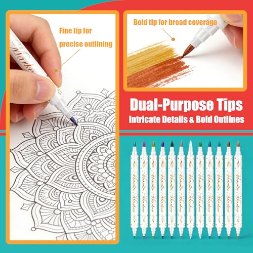 Temporary Tattoo Markers Set - 12 Colors with 81 Stencils