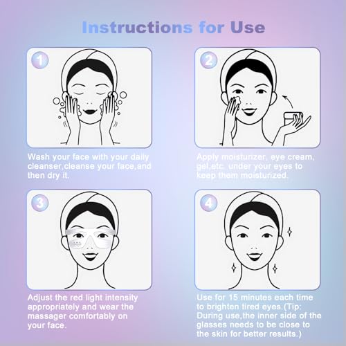 Under Eye Red Light Therapy Device with Massage - 3 Modes for Dark Circles & Eye Fatigue