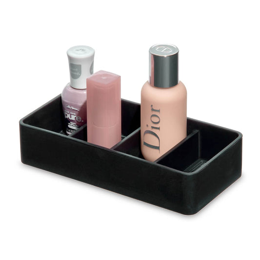iDesign The Sarah Tanno Collection 4 Slot Silicone Cosmetic Drawer Organizer, Black
