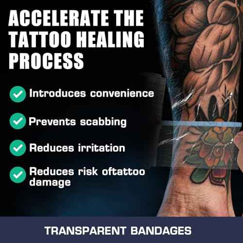 Tattoo Aftercare Bandage - 10 inches x 2.2 Yard - Clear Adhesive Roll - Easy to Apply and Remove, Second Skin, Waterproof and Latex Free Tattoo Cover up Patch