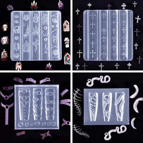 Laza Gothic 3D Skull Rose Nail Art Molds Set with Carving Tools