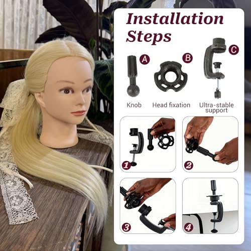 26-28" Mannequin Head 70% Real Hair Cosmetology Training