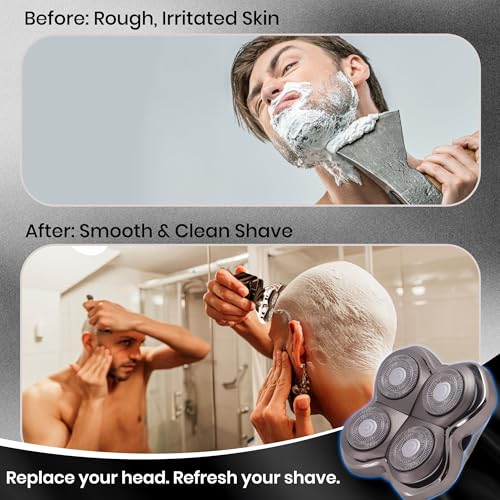 2 Pack Pro 4 Shaver Replacement Heads for Pitbull Shaver Gold PRO, Silver PRO, Platinum PRO, Floating 4 Heads for a Fast, Close and Smooth Shave