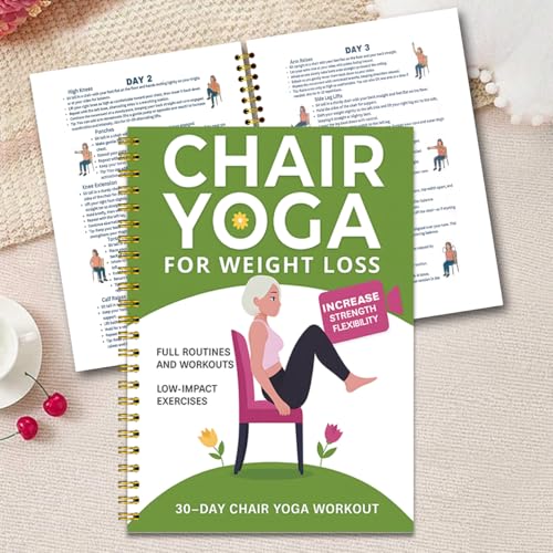 Chair Yoga for Seniors Over 60 Green Book & Chart - Weight Loss & Toning Exercises