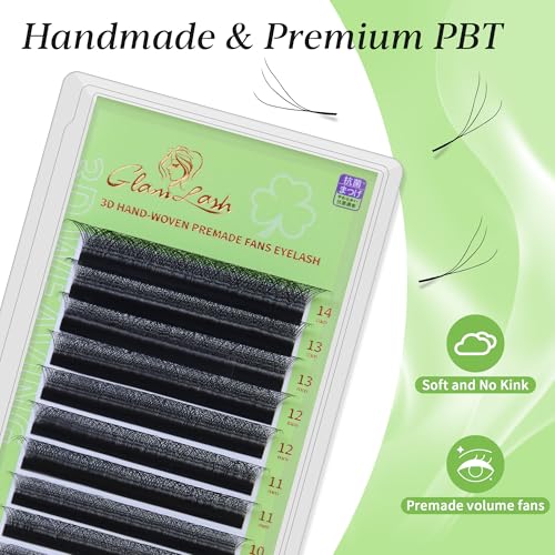 W Eyelash Extensions 3D Volume Premade Fan Natural Soft Matte Lash Professional Salon Supplies (3D,0.07,C,12mm)