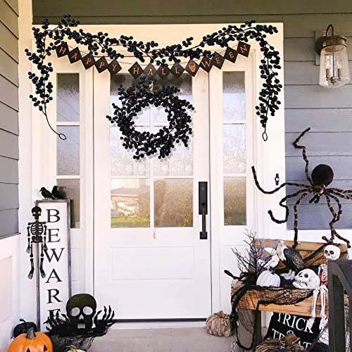 RECUTMS Artificial Berry Garland 6.4FT Black Berry Garland for Christmas Tree Mantel Artificial Christmas Berry Garland Christmas Decorations Indoor Home Decor Table(Black Fruit)