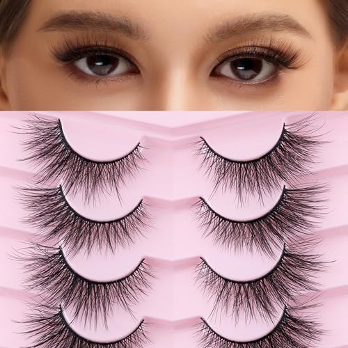 Cat Eye False Eyelashes - Fluffy Mink Look Wispy Lashes